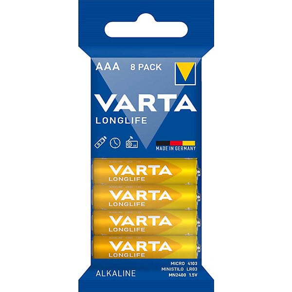 VARTA Batterie Longlife AAA Micro, R3, Al-Mn 4103 Fol.8